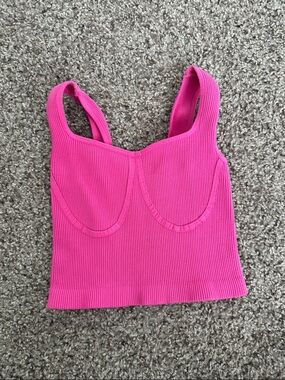 Tiger Friday Ribbed Pink Cropped Tank Top (size youth)